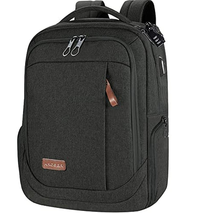 KROSER Laptop Backpack Computer Backpack 17.3 Inch for Men-Charcoal Black | Laptop with USB Charging Port Water-Repellent Travel Large Backpack Casual Daypack Business/College/Women - color: A-charcoal Black-17.3"