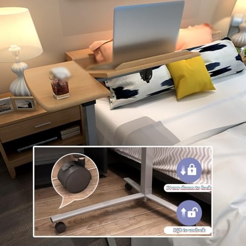 Adjustable Height Standing Table, Removable Lifting Laptop Desk, Movable Sofa Side Table, Angle Adjustable Desk/Easy to Install(Natural) - color: Natural