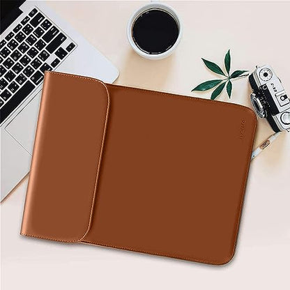 MOSISO Laptop Case 13.3 inch, 13-13.3 inch Laptop Sleeve Compatible with MacBook Neo 13 A18 Pro A3404 /Air 13/Pro 13/Pro 14 M5 M4 M3 M2 M1, Faux Suede Leather Case with Small Bag, Brown - color: Brown