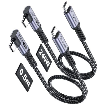 Short USB 4 Cable Right Angle 1.5FT 2 Packs, 240W Fast Charging | High Speed 40Gbps Data Transfer, 8K Video Display, Compatible for iPhone 16/16 Plus/16 Pro Max, MacBook, Galaxy S23 - size: 240w - 1.5ft, 1.5ft