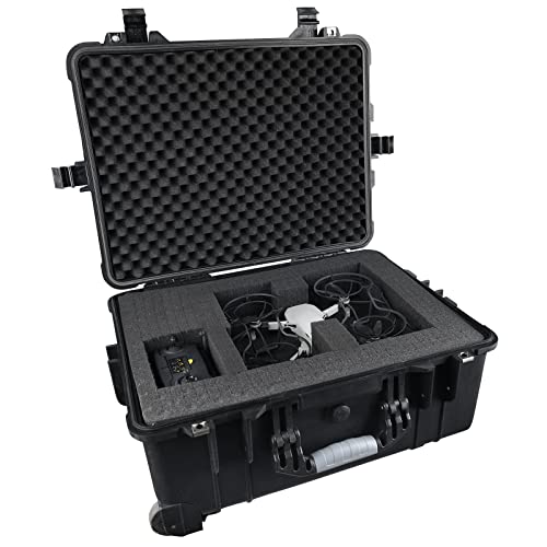 MEIJIA All Weather Rolling Waterproof Protective Case, Hard Camera Case,Dry Case with Retractable Pull Handle and Wheels,Foam Inserted, Elegant Black,22 x13.81x9inches - color: Black