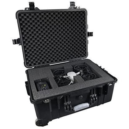 MEIJIA All Weather Rolling Waterproof Protective Case, Hard Camera Case,Dry Case with Retractable Pull Handle and Wheels,Foam Inserted, Elegant Black,22 x13.81x9inches - color: Black