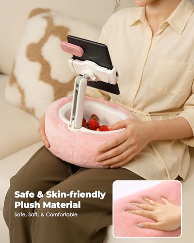 Viozon Tablet Pillow Stand,Kindle Pillow Stand, Compatible with 4-11" Tablet/Phone with Small Bowl, Kindle Holder Accessories,Idea for Reading and Video Watching On Bed,Pink - color: Pink