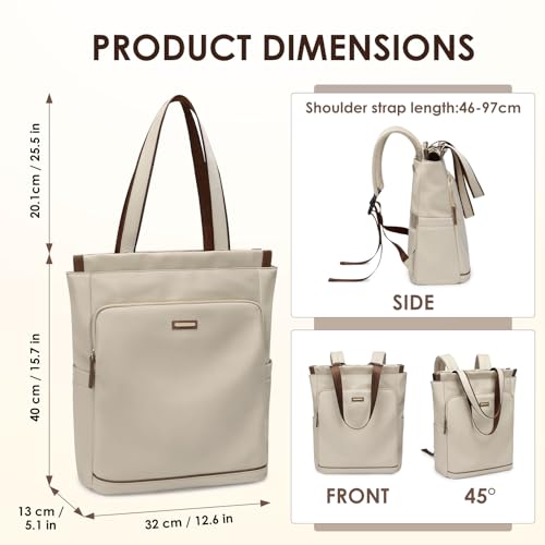 GOLF SUPAGS Convertible Laptop Backpack for Women Casual Daypack Notebook Tote Bag for Work College Travel Leisure (Apricot) - color: Apricot