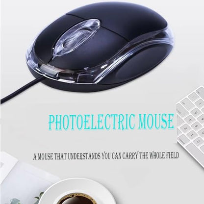 Wired Mini Optical Mouse with Ergonomic Design, USB Computer Mice for Laptops and PCs,Office and Home,School,Kids (Black, Wired) - color: black