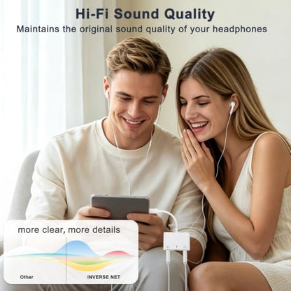 3 in 1 Headphone Adapter for iPad, Headphone Splitter for 2 Headphones | USB C to 3.5mm Jack Audio Adapter with 60W Fast Charging for iPhone 17/16/15 Pro/Max/Plus, iPad, Galaxy S26/S25/S24