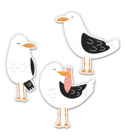 Three Seagulls - 2" Each Vinyl Stickers - for Car Laptop I-Pad Phone Helmet Hard Hat - Waterproof Decals - size: 2" each