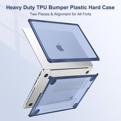 MOSISO Compatible with MacBook Pro 14 inch Case M5 M4 M3 M2 M1 2026-2021 | 3 in 1 Kit Anti-Crack Hard Shell with TPU Bumper, A3427 A3426 A3434 A3112 A3185 A3401 A2918 A2992 A2779 A2442, Haze Blue - color: Haze Blue