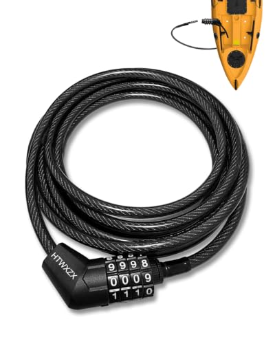 Weatherproof Long Straight Cable Lock (12ft) with Resettable Combination, Unique Thin Lock Design, Anti Theft Combination Lock for Kayaks, Paddle Board, Bicycle, Scooter, Skateboard, Outdoor Equipment