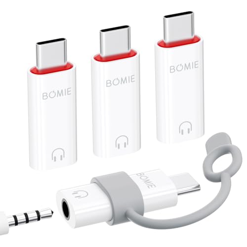 BOMIE Type-C to 3.5mm Audio Adapter,Music/Calls/Video for Phone17/16/15,Pad | 3.5mm Headphone Jack Female to Type-c Male Adapter Lossless Sound Quality DAC Decoder Chip for G-oogle,M-acBook,Pad - color: White-4P