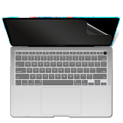 IBENZER Compatible with New MacBook Air 13 inch case 2022 2021 2020 M1 A2337 A2179 A1932, Hard Shell Case&Keyboard Cover&Screen Film for Mac Air 13 with Touch ID (2018-2022), Blue Bubble, AT13-BLBB+2 - color: Blue Bubble