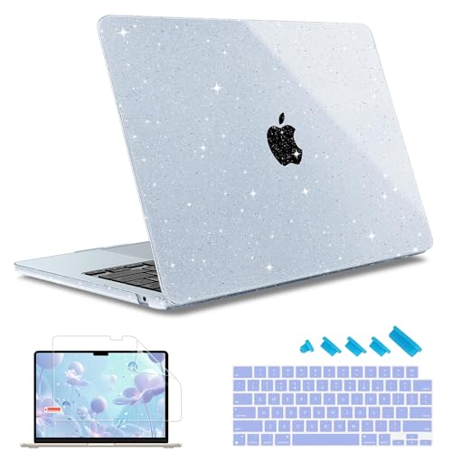 May Chen Case for MacBook Air 13/13.6-inch (M5/M4/M3/M2, 2022-2026 Models A3449 A3240 A3113 A2681), Lightweight | Closes Seamlessly | Ideal for Work Hard Shell Case, Blue Glitter - color: Blue Glitter