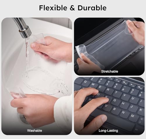 Universal Keyboard Cover Skin for 15.6-16 Inch Laptop Notebook(ASUS, Dell, HP, Lenovo, etc.), Ultra Thin Silicone Keyboard Protector, Waterproof & Dustproof, 13.17 x 5.08 inch, Clear
