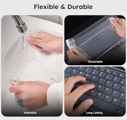 Universal Keyboard Cover Skin for 15.6-16 Inch Laptop Notebook(ASUS, Dell, HP, Lenovo, etc.), Ultra Thin Silicone Keyboard Protector, Waterproof & Dustproof, 13.17 x 5.08 inch, Clear