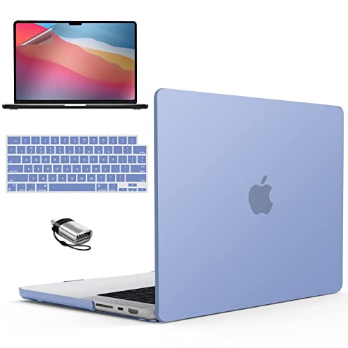 IBENZER Case for MacBook Pro 14 Inch 2026 2025 2024 2023 2022 M5 M4 M3 M2 M1 A3434 A3112 A3185 A3401 A2918 A2992 A2779 A2442 Pro/Max,Hardshell&KeyboardCover&ScreenFilm&Type-C,SerenityBlue,T14SRL+2TC - color: Serenity Blue