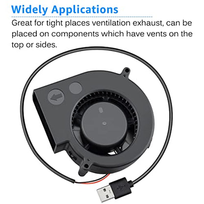 GDSTIME 97mm USB Blower Fan with 3 Speeds Control, 5V Powered 9733 DC Brushless Squirrel Cage Blowers Centrifugal Cooling Fans - size: 97mm x 33mm