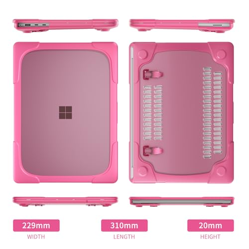 Batianda Durable Stand Case for Microsoft Surface Laptop 13.8 Inch, Pink | Ergonomic Foldable Stand, Heavy Duty Matte Hard Shell, Fits 2024-2026 Surface Laptop 7/8th Edition for Business 13.8 Inch - color: Pink