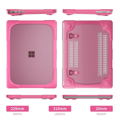 Batianda Durable Stand Case for Microsoft Surface Laptop 13.8 Inch, Pink | Ergonomic Foldable Stand, Heavy Duty Matte Hard Shell, Fits 2024-2026 Surface Laptop 7/8th Edition for Business 13.8 Inch - color: Pink
