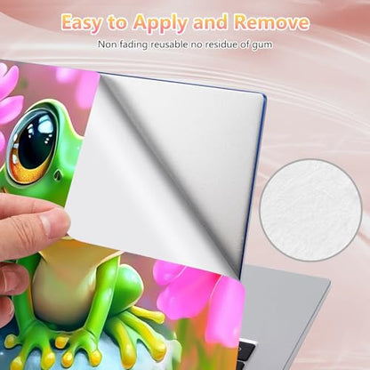 Laptop Skin Sticker Decal 12" 13" 13.3" 14" 15" 15.6",Waterproof Scratch Resistant Vinyl,Reusable Easy to Apply,for MacBook HP Dell Notebooks Netbooks Laptop,2 Wrist Pads,Flower Cute Frog - color: Flower Cute Frog