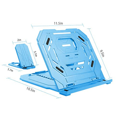 Drawing Tablet Stand, Laptop Foldable Stand for Tablet Display, 9 Levels Adjustable Angles with a Built-in Phone Holder, for 12-17 inch Drawing Tablet, Smartphones - color: Blue