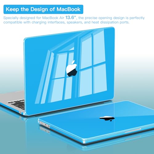 CISSOOK Compatible with MacBook Air 13.6 inch Case M2 M3 M4 M5 | A3449 A3240 A3113 A2681, 5in1 Set Hard Shell Case Keyboard Cover for MacBook Air 13 inch 2022 - 2026, Sky Blue - color: Air13.6inch-Crystal Sky Blue