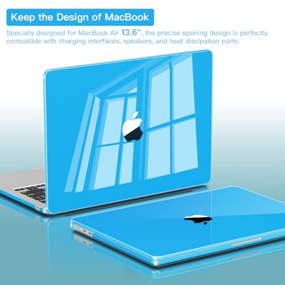 CISSOOK Compatible with MacBook Air 13.6 inch Case M2 M3 M4 M5 | A3449 A3240 A3113 A2681, 5in1 Set Hard Shell Case Keyboard Cover for MacBook Air 13 inch 2022 - 2026, Sky Blue - color: Air13.6inch-Crystal Sky Blue