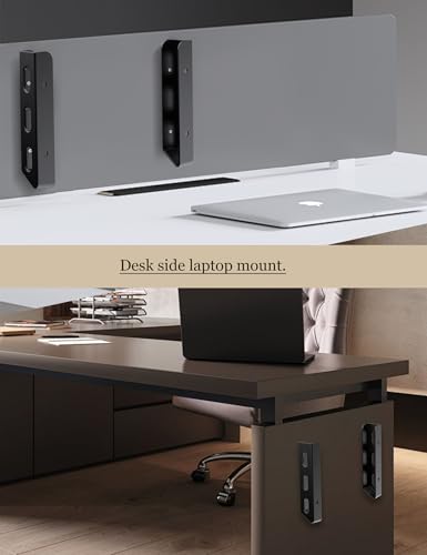 Universal Laptop Wall Mount or Under Desk Mount Holder, Black | Fit for Macbook, Keyboard, Surface, Router, Modems and More Small Devices Up to 40mm/1.57in Thick, Fixed by Screw or Adhesive