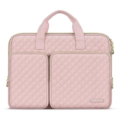 MOSISO 360 Protective Laptop Case 14 inch, 14 inch Laptop Sleeve | Compatible with HP Lenovo Dell ASUS Acer, HP Stream, Dell Latitude,Square Quilted Bag with 2 Pockets&Handle&Belt, Chalk Pink - color: Chalk Pink, size: 14 inch