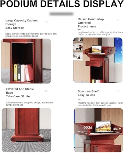 Black Lectern for Churches Wooden Podium Stand Wide Reception Table Pulpit Desk with Storage Floor-Standing Hostess Stand Office