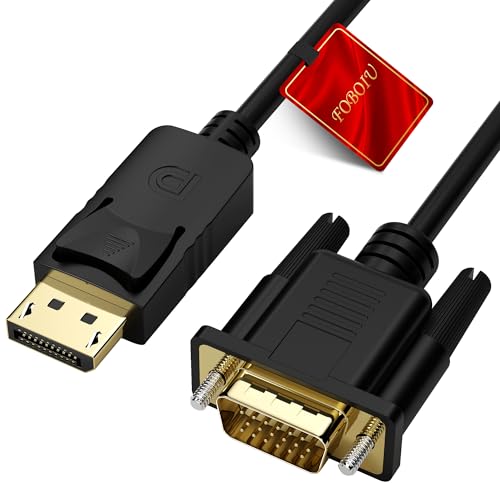 Display Port to VGA Cable 6FT, DP to VGA Adapter Male to Male | Displayport to VGA Cord Converter for Computer, Monitor, TV, Projector (Not Bidirectional,Not Compatible with HDMI or USB) - size: 6 feet