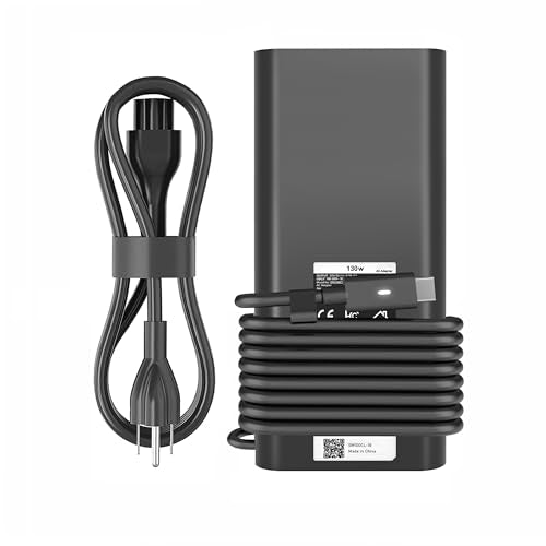 130W USB C Laptop Charger Compatible with Dell Precision 5530 5550 5560 5570 5750 5760 5770,Latitude 5401 5411 5501 5511 5520,XPS 15 17 9575 9500 9700 Power Supply Cord (DA130PM170 HA130PM170 0K00F5) - color: black