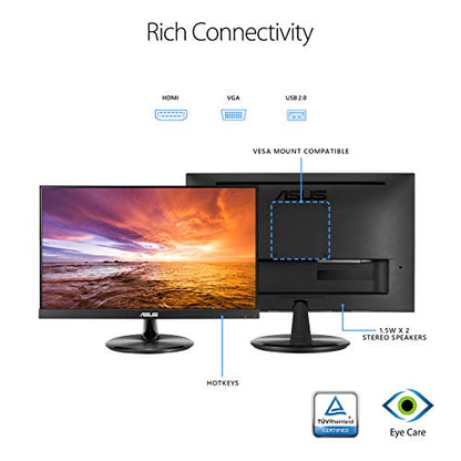 ASUS VT229H 21.5" Monitor 1080P IPS 10-Point Touch Eye Care with HDMI VGA, Black - style: 22" Touch