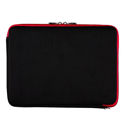 Neoprene Laptop Case | Lightweight Travel Protection | 13" Notebook Compatible Water Resistant Tech Sleeve (Red) - color: Black/Red