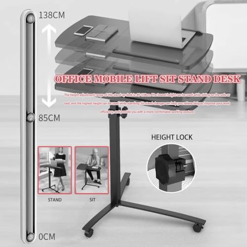 Height Adjustable Standing Desk, Home Office Sit Stand Desk, Mobile Sofa Side Table, Portable Tiltable Podium with Rollers, Double Panel Design(Primary Color) - color: Primary Color