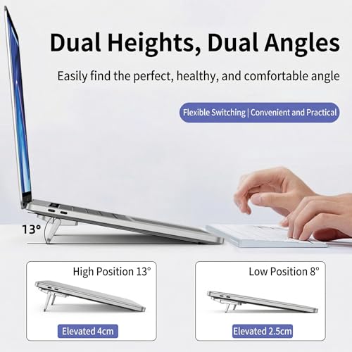 2PCS Laptop Stand Portable,Adjustable Laptop Riser, Ergonomic Cooling Mini Invisible Notebook Stand Riser for Desk Computer Keyboard Universal 10-17 Inch (Silver) - color: Silver