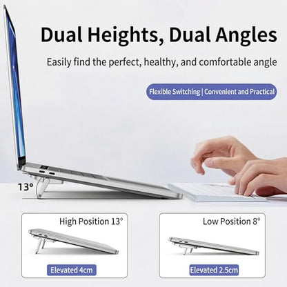 2PCS Laptop Stand Portable,Adjustable Laptop Riser, Ergonomic Cooling Mini Invisible Notebook Stand Riser for Desk Computer Keyboard Universal 10-17 Inch (Silver) - color: Silver