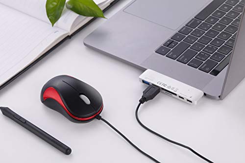 Wired Mouse,Mini Optical Computer Mouse with Ergonomic Design for Laptop, Chromebook, PC, Desktop, Mac, Notebook-Red by SOONGO - color: Red