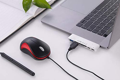 USB Mouse 2 Pack Computer Mouse Ergonomic Optical Wired Mice for Office and Home,Compatible with Computer Laptop PC Desktop Red by SOONGO - color: Redouble