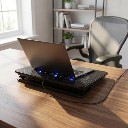 SHERCHPRY 15.6 Inch Laptop Cooling Pad with Quiet Fan, Adjustable Laptop Stand with USB Powered Cooler, Portable Notebook Cooling Stand for Office Home Desk Use Black