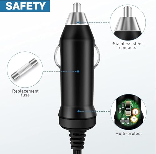 Guy-Tech Car Two Output DC Adapter Compatible for Garmin Rino 520 530 520HCx 530HCx (2 O/P fits Pair) 2 Way Radio and Handheld GPS Receiver Auto Power Supply Cord Cable Battery Charger
