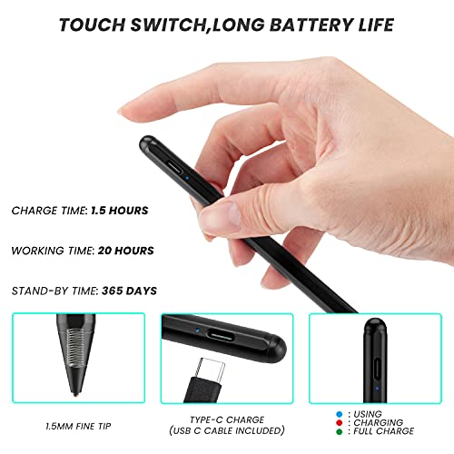 Chromebook Flip 2-in-1 Touchscreen Laptop Stylus Pen, Active Pen Digital Capacitive Stylus for ASUS Chromebook Flip 2-in-1 Laptop Stylus with Ultra Fine Tip,Touch-Control and Rechargeable,Black - color: Black