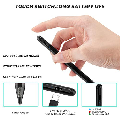 Chromebook Flip 2-in-1 Touchscreen Laptop Stylus Pen, Active Pen Digital Capacitive Stylus for ASUS Chromebook Flip 2-in-1 Laptop Stylus with Ultra Fine Tip,Touch-Control and Rechargeable,Black - color: Black