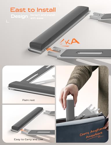 LOXP Laptop Stand for Desk, Aluminum Laptop Riser Holder with Wrist Support | Removable Notebook Stand Ventilated Cooling Computer Riser Ergonomic Lectern Mount Compatible with 10-17” Laptops - color: Silver