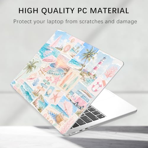 Compatible with MacBook Pro 13 inch Case Cute Beach Collage | M2 2025, 2024-2016 A2338 M1 A2251 A2289 A2159 A1989 A1708 A1706 | Protective Hard Shell Matte Cover for Mac Pro 13 - color: Beach L, size: MacBook Pro 13 inch