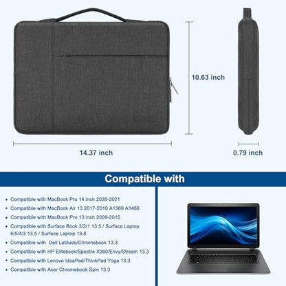 MOSISO Laptop Case 13.3 inch, 13-13.3 inch Laptop Sleeve with Handle Compatible with MacBook Air/Pro 13/Pro 14 M5 M4 M3 M2 M1,HP Dell ASUS Lenovo, Polyester Multifunctional Computer Bag, Charcoal Gray - color: Charcoal Gray, size: 13.3 inch