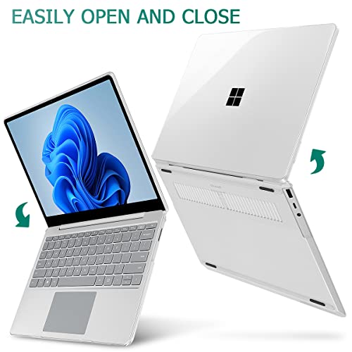 May Chen Compatible with Microsoft Surface Laptop Go 3 Go 2 Go 1 12.4 Inch Model 1943 2013 (2023 2022 2020 Release), Plastic Hard Shell Case with Screen Protector + Keyboard Cover, Crystal Clear - color: Crystal Clear