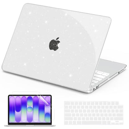B BELK for MacBook Neo 13 Inch Case 2026 Model A3404, Sparkle Clear | Anti-Fingerprint Protective Matte Hard Shell, 2 Keyboard Covers Included, Screen Protector Included - color: Glitter Clear