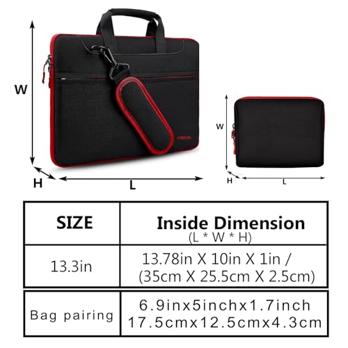 Hseok Laptop Shoulder Bag 13-14 inch Shockproof Water-Resistant HandBag with Small Case Compatible with MacBook Pro/Neo 14" M5/M4/M3/M2/M1, Mac Air/Pro 13.3", XPS 13/14, Most 13"-14" PC,Red Zipper - color: Red Zipper, size: 13"-14"