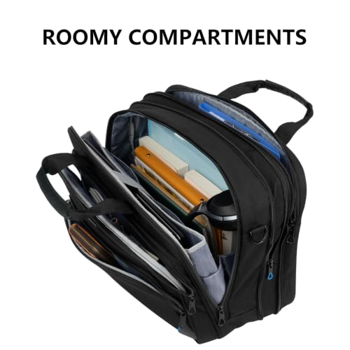 KROSER Laptop Bag 17.3 Inch Premium Laptop Briefcase, Expandable Water Repellent Laptop Shoulder Messenger Bag Durable Computer Case for Business/Travel/Men/Women (Black/Blue) - color: Black/Blue, size: 17.3 INCH