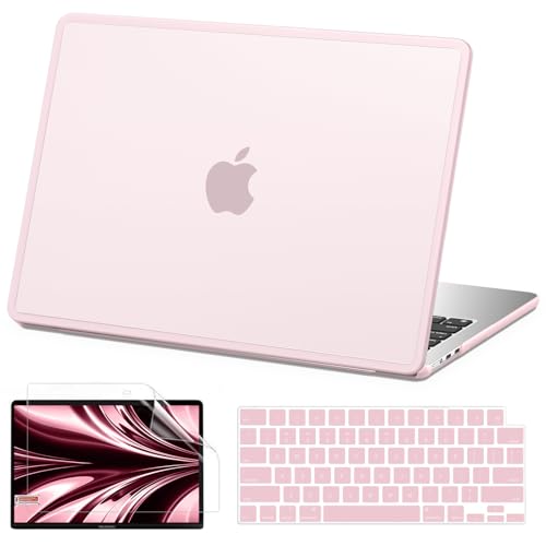 AKIT Compatible with MacBook Air 13 Inch Case M5 2026 2025-2022 M4 M3 M2 A3449 A3240 A3449 A3113 A2681, [Anti-Cracking] Hard Shell Case&Keyboard Cover&Screen Protector for MacBook Air 13.6 Inch, Pink - color: Pink
